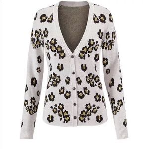 Cabi Kiki Leopard Print Cardigan Sweater Medium M